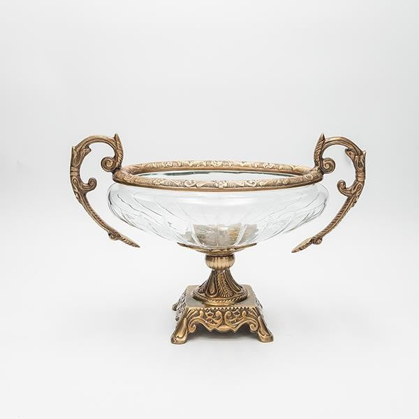 ΤΟΥΡΤΙΕΡΑ ΓΥΑΛΙΝΗ ΜΕ ΜΕΤΑΛΛΙΚΑ ΤΕΛΕΙΩΜΑΤΑ ΑΝΤΙΚΕ ΧΡΥΣΟ-ΔΙΑΦΑΝΕΣ ΓΥΑΛΙ 31x14x22