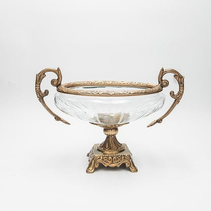 ΤΟΥΡΤΙΕΡΑ ΓΥΑΛΙΝΗ ΜΕ ΜΕΤΑΛΛΙΚΑ ΤΕΛΕΙΩΜΑΤΑ ΑΝΤΙΚΕ ΧΡΥΣΟ-ΔΙΑΦΑΝΕΣ ΓΥΑΛΙ 31x14x22