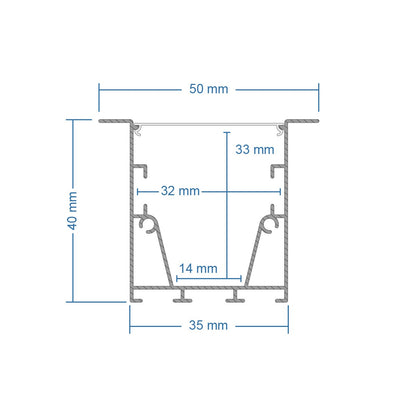 ALP-LINEAR RECESSA 61786-3M Χωνευτό Προφίλ Αλουμινίου με Λευκό Γαλακτερό Πατητό Κάλυμμα για Ταινίες LED IP20 - Μαύρο Ματ - Μ300 x Π3.5 x Υ4cm