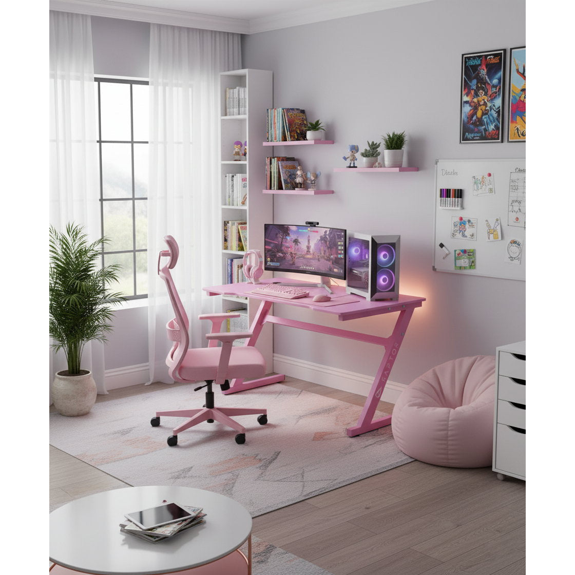 Gaming Desk Raptor Nightbane Pink 120x60x75