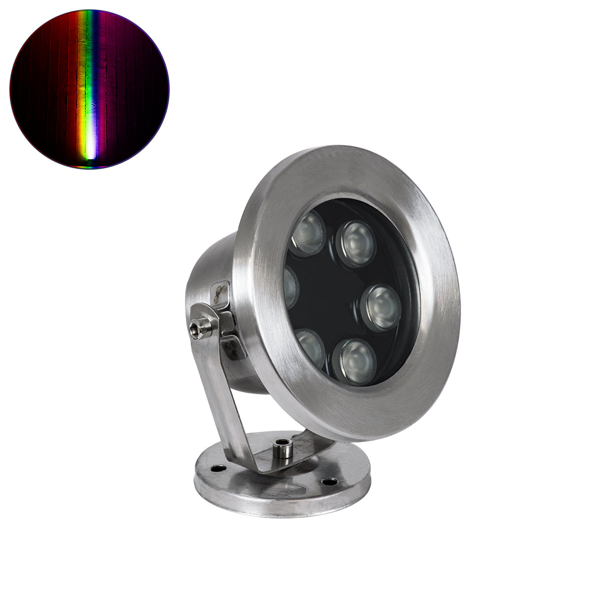 UNDERWATER-DEDY 90428 Υποβρύχιο Επιφανειακό Φωτιστικό Σποτ Ειδικό για Σιντριβάνια - Πισίνες - Τζακούζι LED 6W 510lm 30° DC 24V Αδιάβροχο IP68 Μ12 x Π7.5 x Υ14.5cm RGBW DMX512 - Ανοξείδωτο Ατσάλι SS304