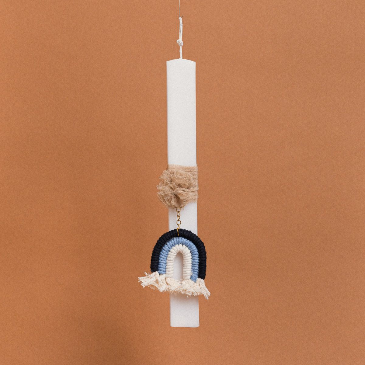 Λαμπάδα Στολισμένη Ουράνιο Τόξο Μπλε σε Συσκευασία Δώρου