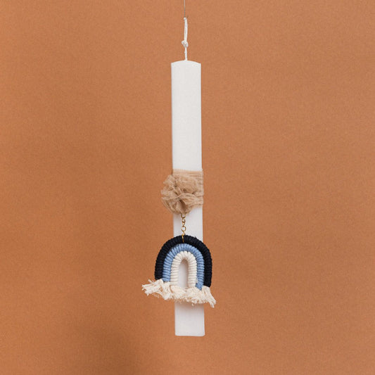 Λαμπάδα Στολισμένη Ουράνιο Τόξο Μπλε σε Συσκευασία Δώρου