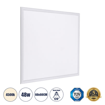 60210 Χωνευτό LED Panel Milky Super Slim 60x60cm 48W 4560lm 120° CRI≥80Ra UGR<19 AC 220-240V IP20 Μ60 x Π60 x Υ1.5cm - Φυσικό Λευκό 4500K - TÜV Certified Driver