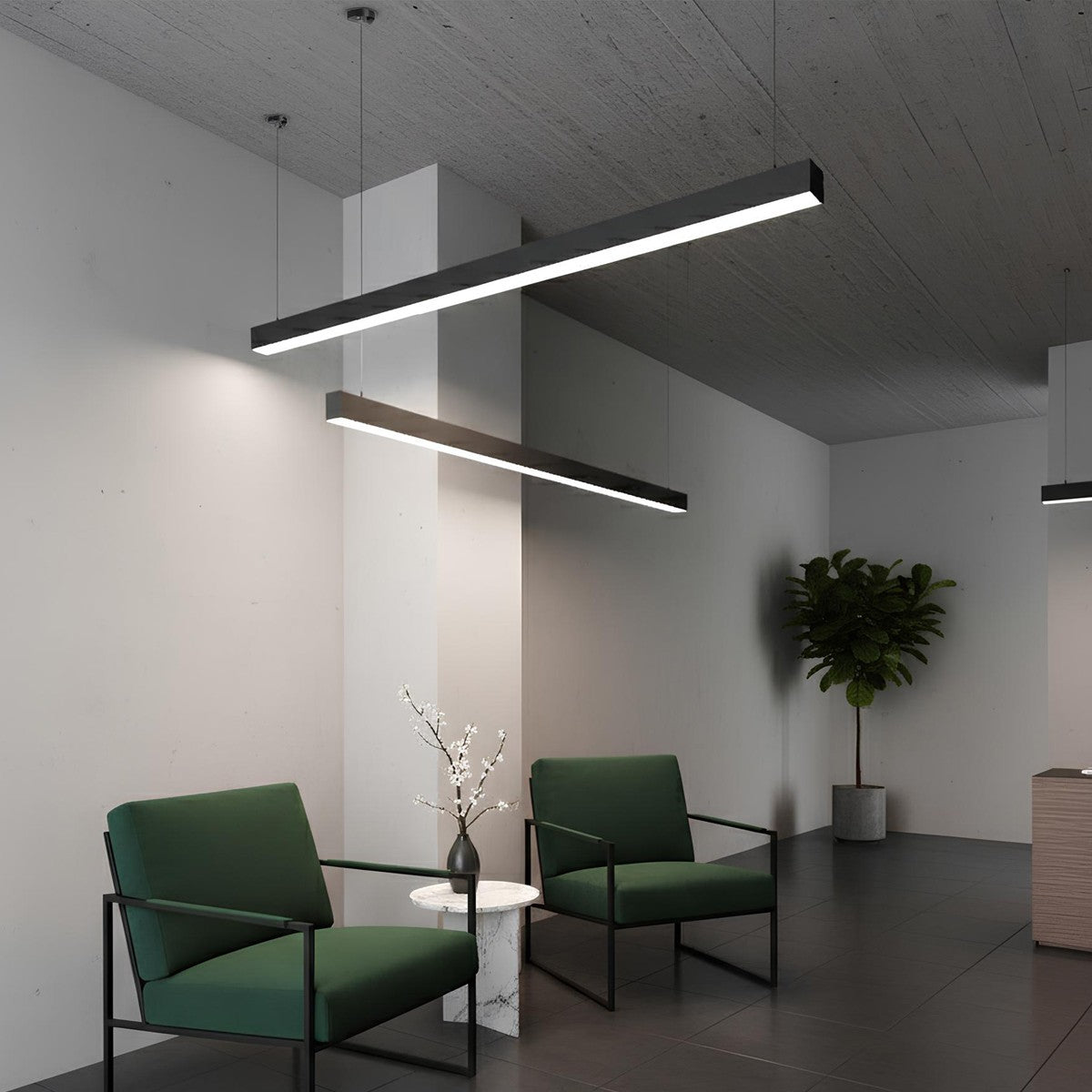 ORION KLV-101-0362 Dimmable Pendant Linear LED Ceiling Light 72W 7200lm 120° AC 220-240V IP20 Adjustable CCT White with Remote Control from 2700K to 6000K - Lumileds SMD Chip - Matt Black - L120 x W5.5 x H7