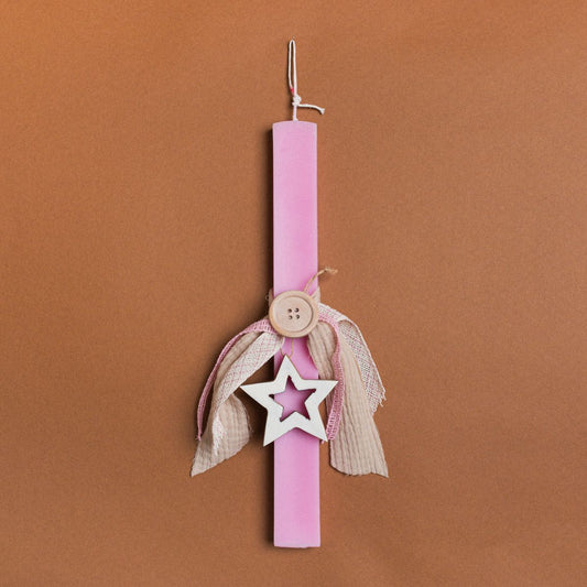 Λαμπάδα Ροζ 33εκ Αστέρι Περίγραμμα σε Συσκευασία Δώρου