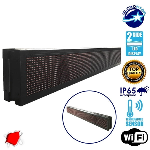90311 Κυλιόμενη Ψηφιακή Επιγραφή P10 LED SMD AC 220-240V με Wi-Fi - Αδιάβροχή IP65 - Διπλής Όψης - Μ168 x Π12 x Υ24cm Κόκκινο