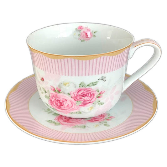 Φλιτζάνι Σοκολάτας Πορσελάνης με Πιατάκι English Floral Flowers