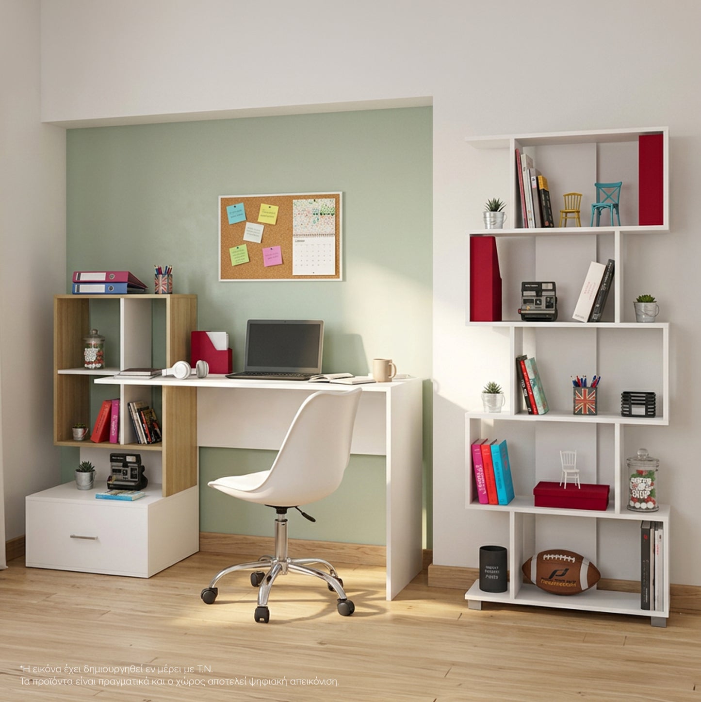 STUDENT SET 3 PCS DESK-BOOKCASE-CHAIR WHITE