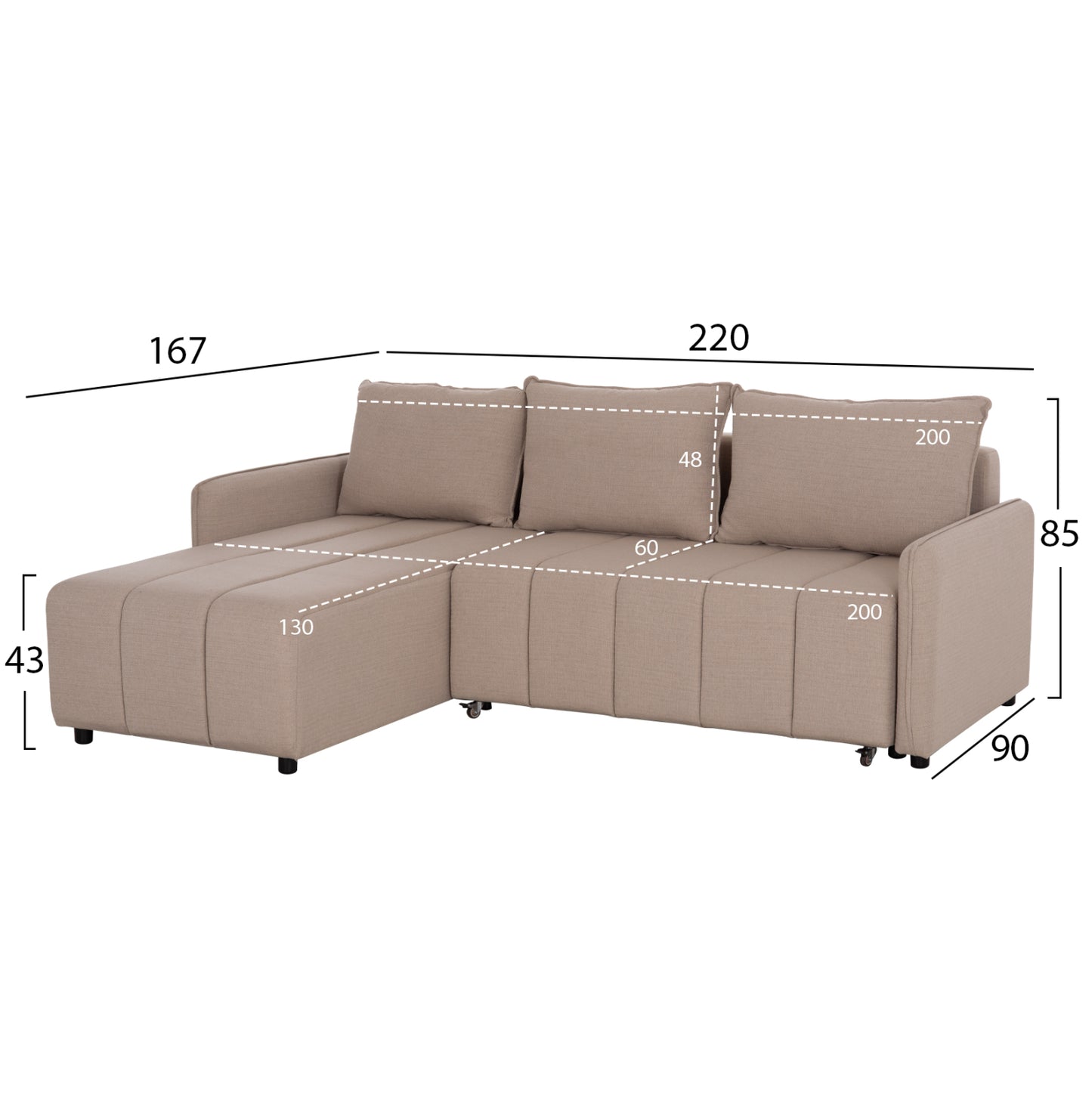 STUDENT LIVING ROOM SET 3 PCS BEIGE
