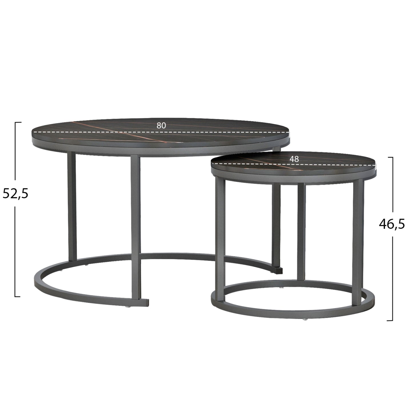 STUDENT LIVING ROOM SET 3 PCS GREY FABRIC MDF BLACK MARBLE