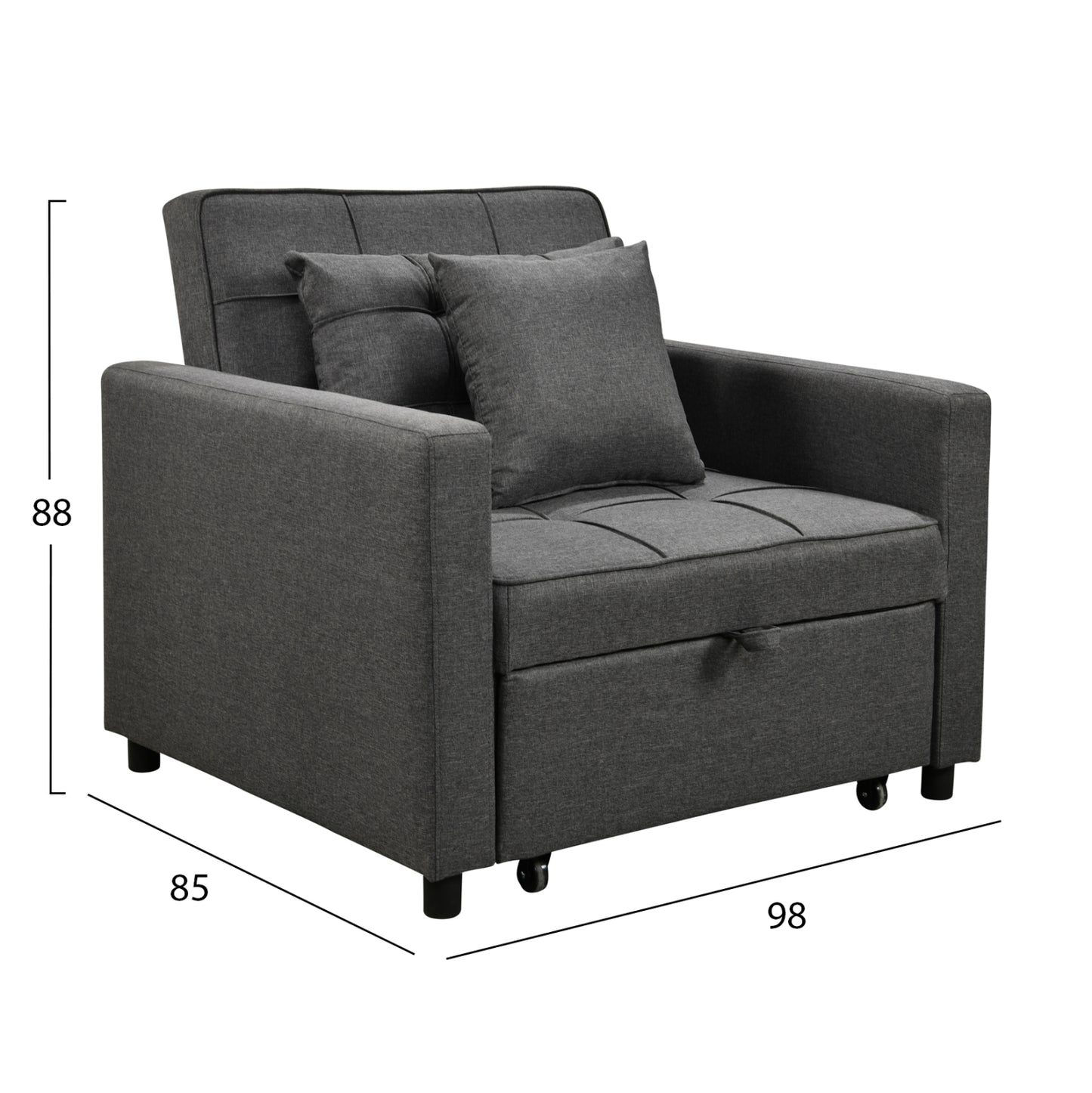 STUDENT LIVING ROOM SET 3 PCS GREY FABRIC MDF BLACK MARBLE