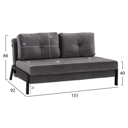 STUDENT LOUNGE SET 3 PCS GREY VELVET & ZEBRANO FABRIC MELAMINE