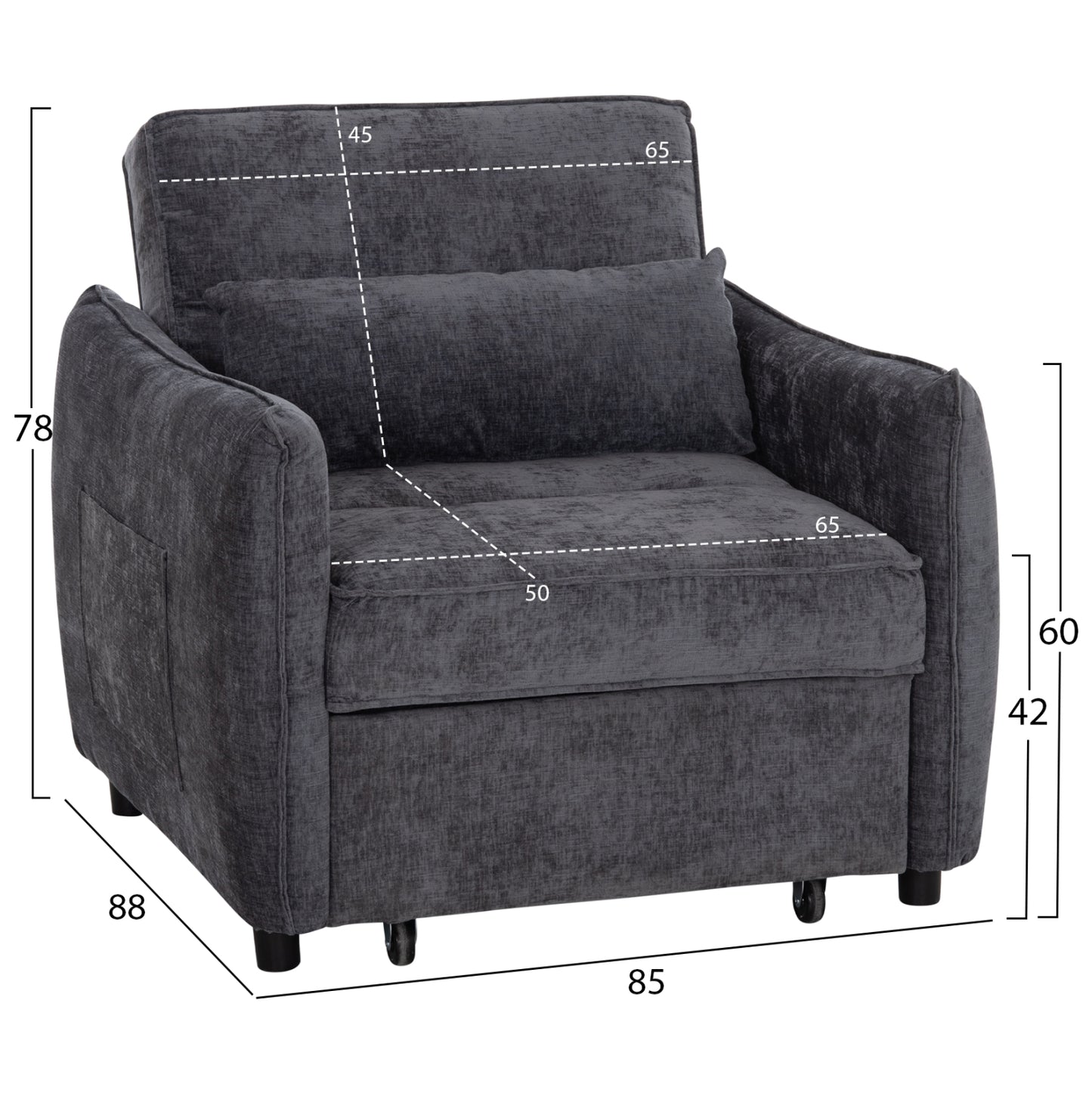STUDENT LOUNGE SET 3 PCS GREY VELVET & ZEBRANO FABRIC MELAMINE