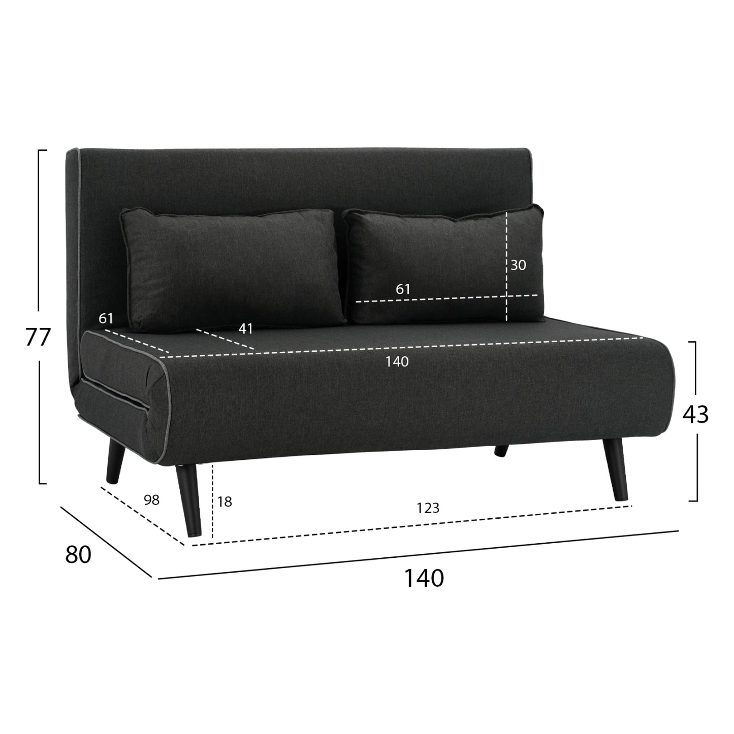 STUDENT LIVING ROOM SET DARK GREY