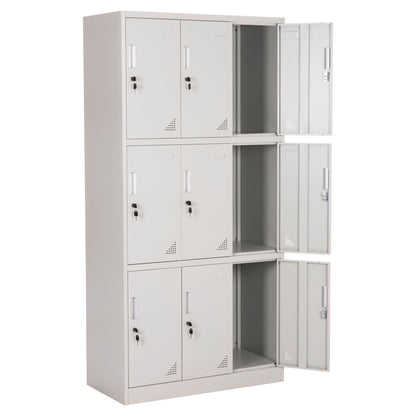 METAL LOCKER MALMOE 9 DOOR WITH LOCKS GREY 90x45x185
