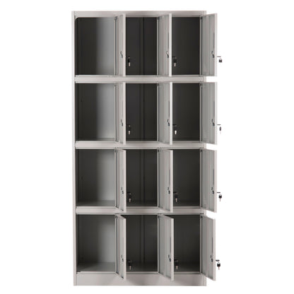 BEXLEY METAL LOCKER WITH 12 COMPARTMENTS WITH KEY GREY 90x45x185