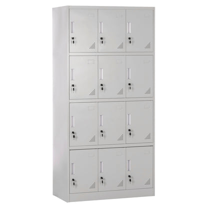 BEXLEY METAL LOCKER WITH 12 COMPARTMENTS WITH KEY GREY 90x45x185