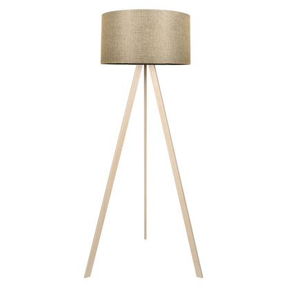WOODEN FLOOR LAMP CRUZ NATURAL GOLD SHADE Ø38x140