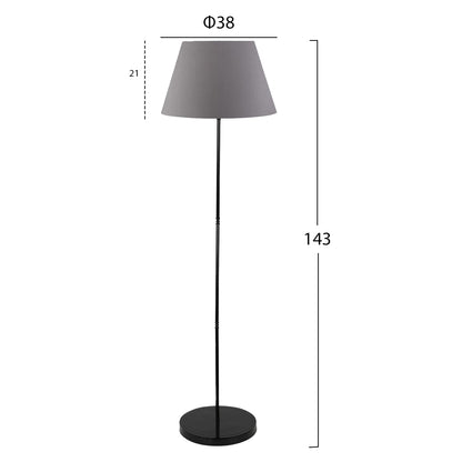 BLACK METAL FLOOR LAMP WITH GREY Ø38x143