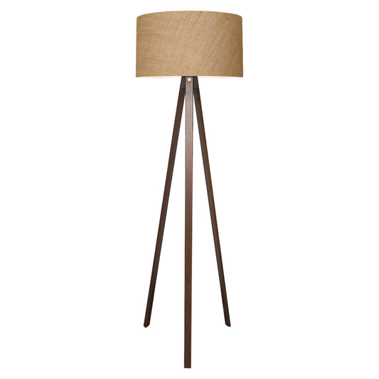 WOODEN FLOOR LAMP CRUZ WALNUT WITH BEIGE SHADE D38x140