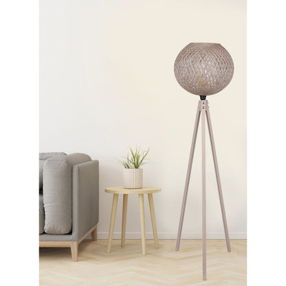 WOODEN FLOOR LAMP WITH BEIGE ROPE SHADE D38x145