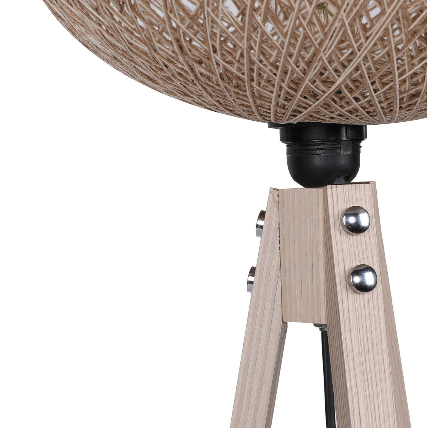 WOODEN FLOOR LAMP WITH BEIGE ROPE SHADE D38x145