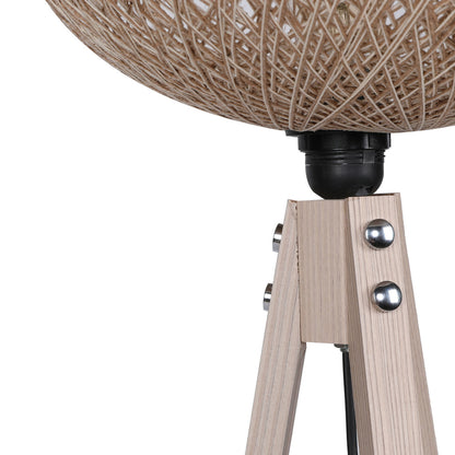 WOODEN FLOOR LAMP WITH BEIGE ROPE SHADE D38x145