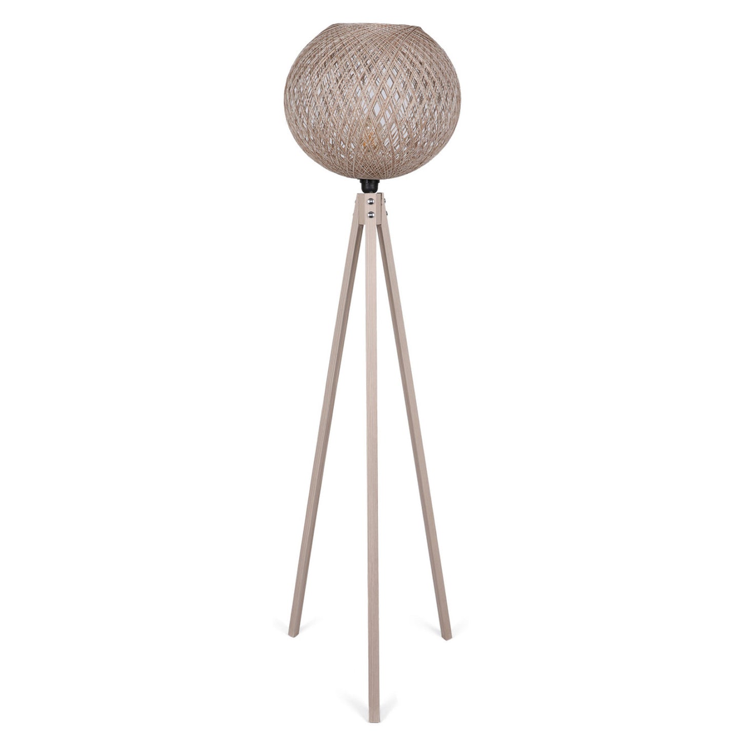 WOODEN FLOOR LAMP WITH BEIGE ROPE SHADE D38x145