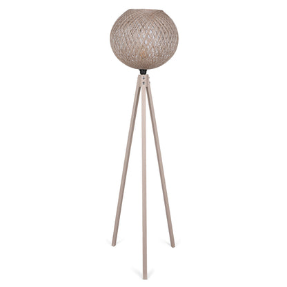 WOODEN FLOOR LAMP WITH BEIGE ROPE SHADE D38x145