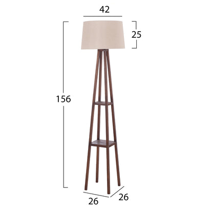 WOODEN FLOOR LAMP WITH WALNUT LEGS AND BEIGE SHADE 26x26x156