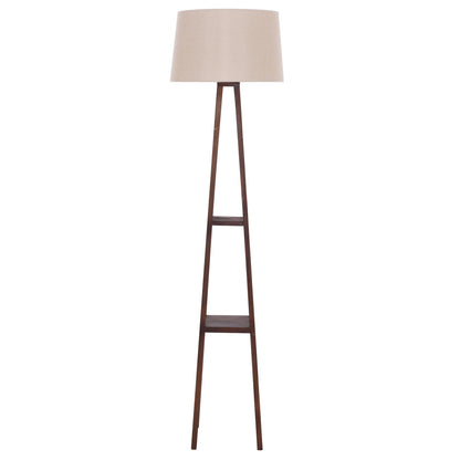 WOODEN FLOOR LAMP WITH WALNUT LEGS AND BEIGE SHADE 26x26x156