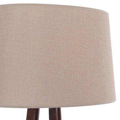 WOODEN FLOOR LAMP WITH WALNUT LEGS AND BEIGE SHADE 26x26x156
