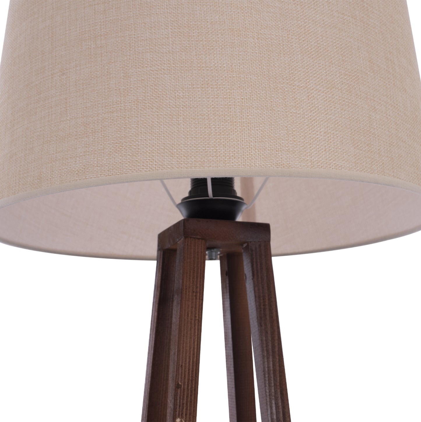 WOODEN FLOOR LAMP WITH WALNUT LEGS AND BEIGE SHADE 26x26x156