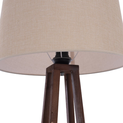 WOODEN FLOOR LAMP WITH WALNUT LEGS AND BEIGE SHADE 26x26x156