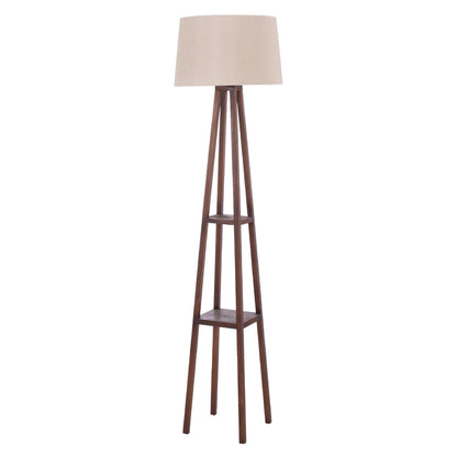 WOODEN FLOOR LAMP WITH WALNUT LEGS AND BEIGE SHADE 26x26x156