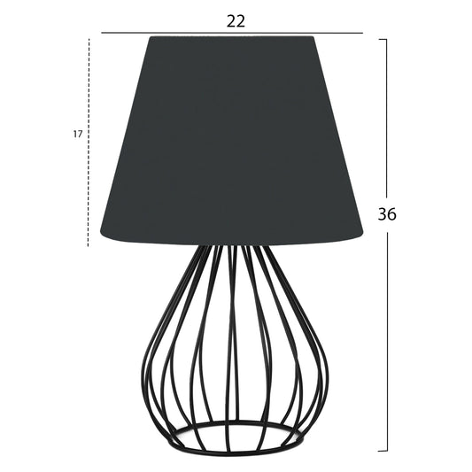 BLACK METAL TABLE LAMP D22x36