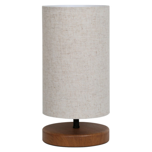 WOODEN TABLE LAMP WITH WICKER WEAVE BROWN WITH ECRU 15x30cm
