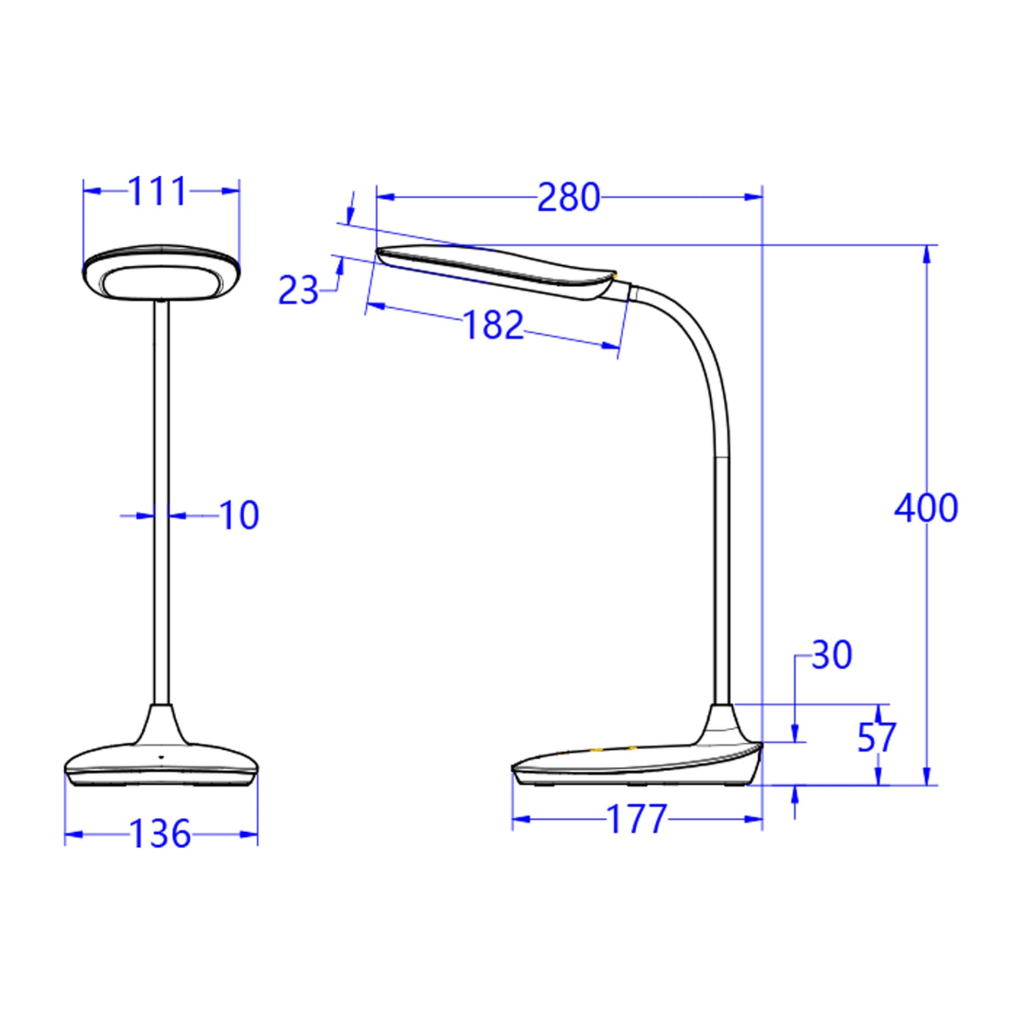 ΦΩΤΙΣΤΙΚΟ ΓΡΑΦΕΙΟΥ LED BLAIN ΓΑΛΑΖΙΟ ΛΕΥΚΟ ABS 13,6x17,7x40