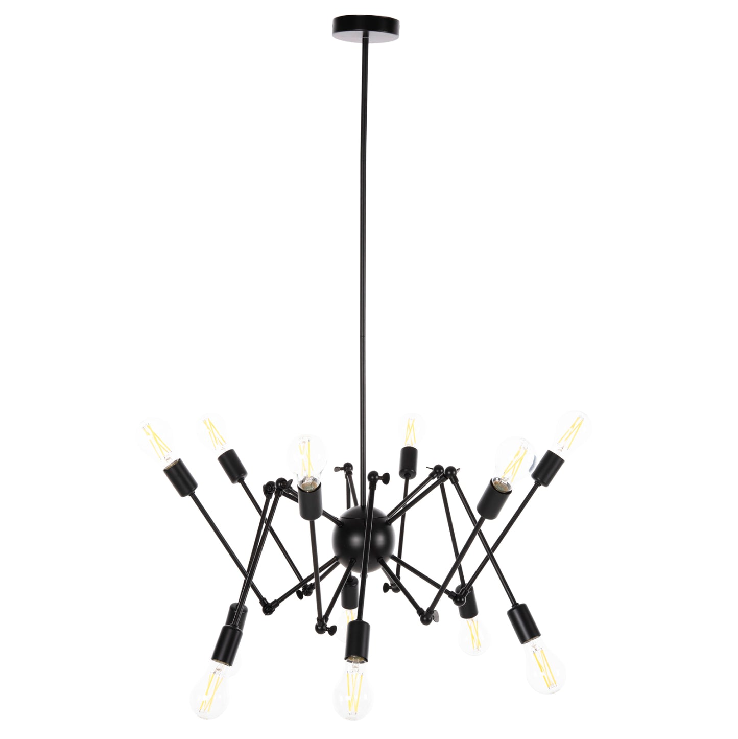 CEILING LIGHT 12-LIGHT BLACK METAL ARTICULATED ARMS Ø92x120