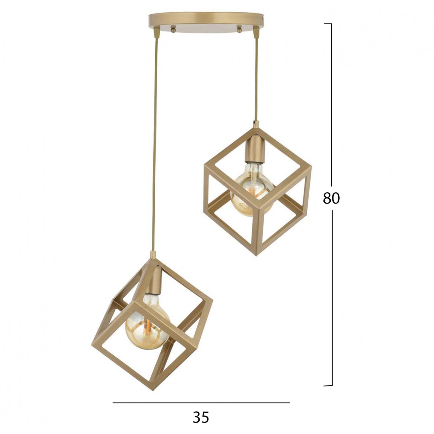 CEILING LIGHT 2-LIGHT METAL GOLD 35x80cm