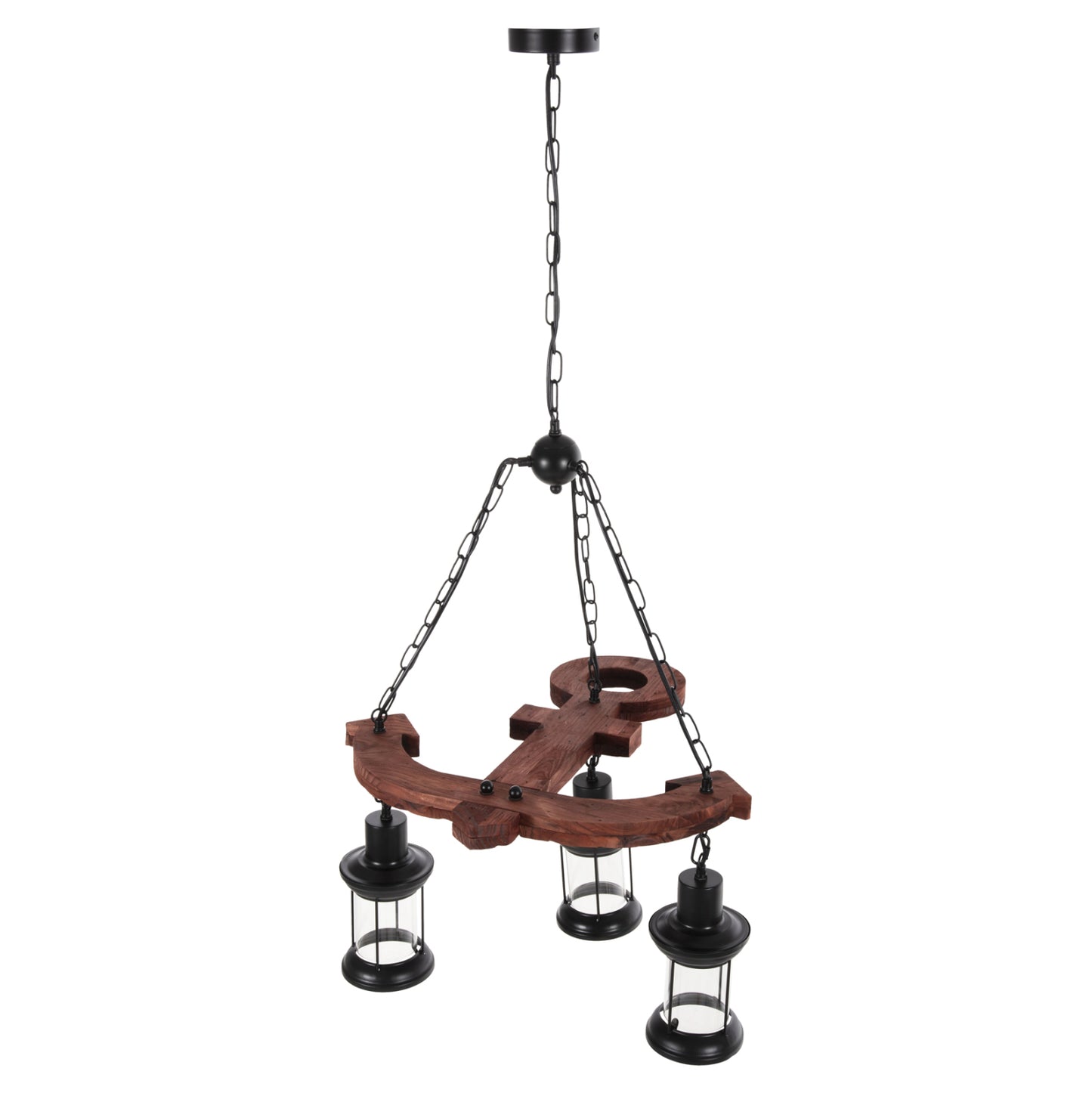 CEILING LIGHT 3-LIGHT WOOD METAL GLASS 115cm