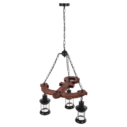 CEILING LIGHT 3-LIGHT WOOD METAL GLASS 115cm
