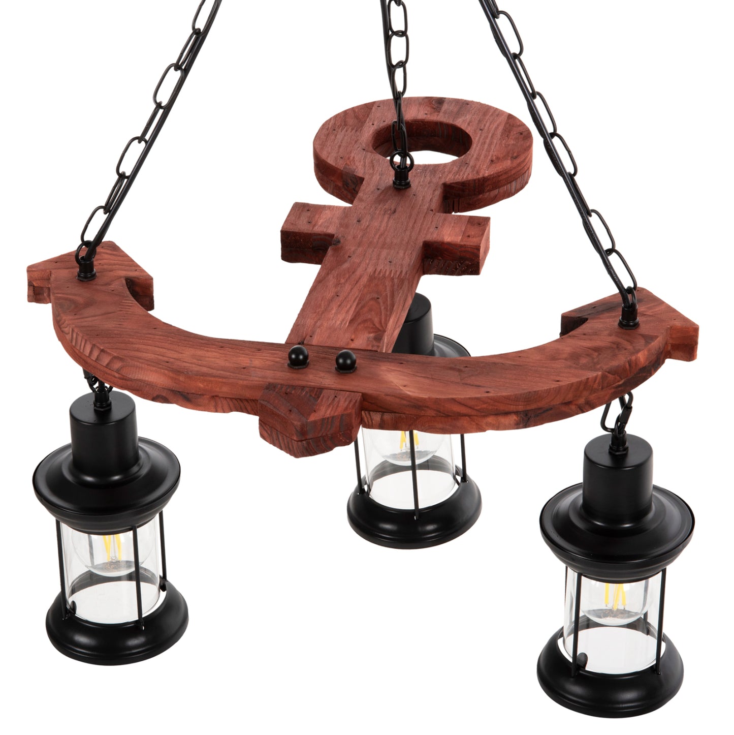 CEILING LIGHT 3-LIGHT WOOD METAL GLASS 115cm