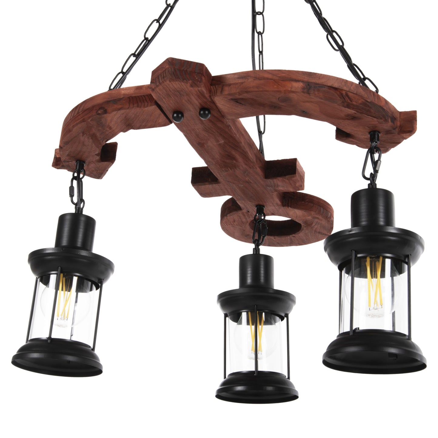 CEILING LIGHT 3-LIGHT WOOD METAL GLASS 115cm