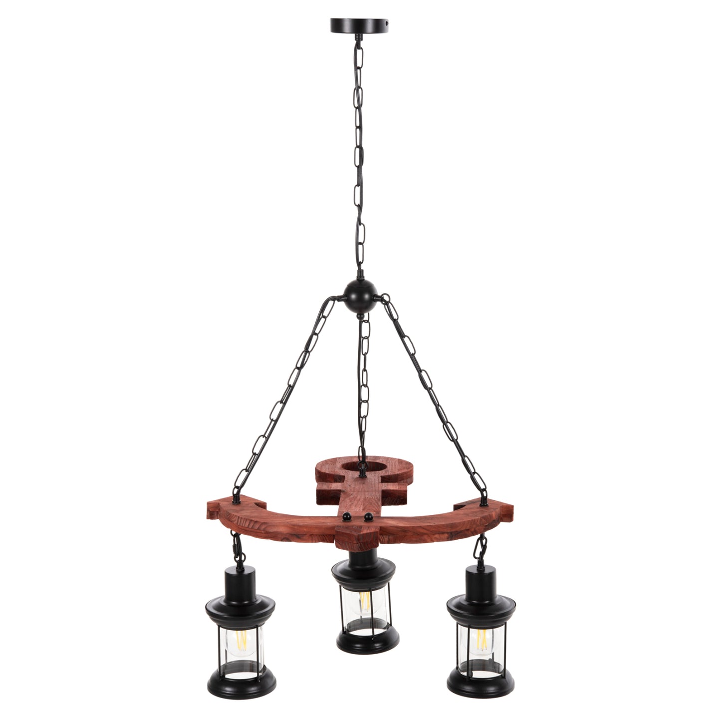 CEILING LIGHT 3-LIGHT WOOD METAL GLASS 115cm