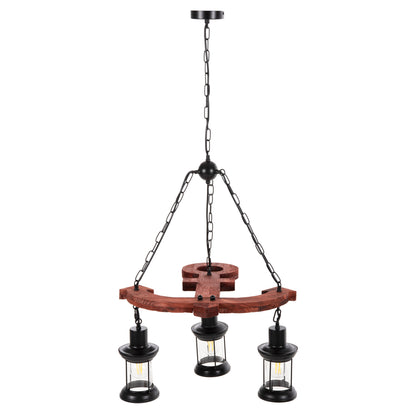 CEILING LIGHT 3-LIGHT WOOD METAL GLASS 115cm