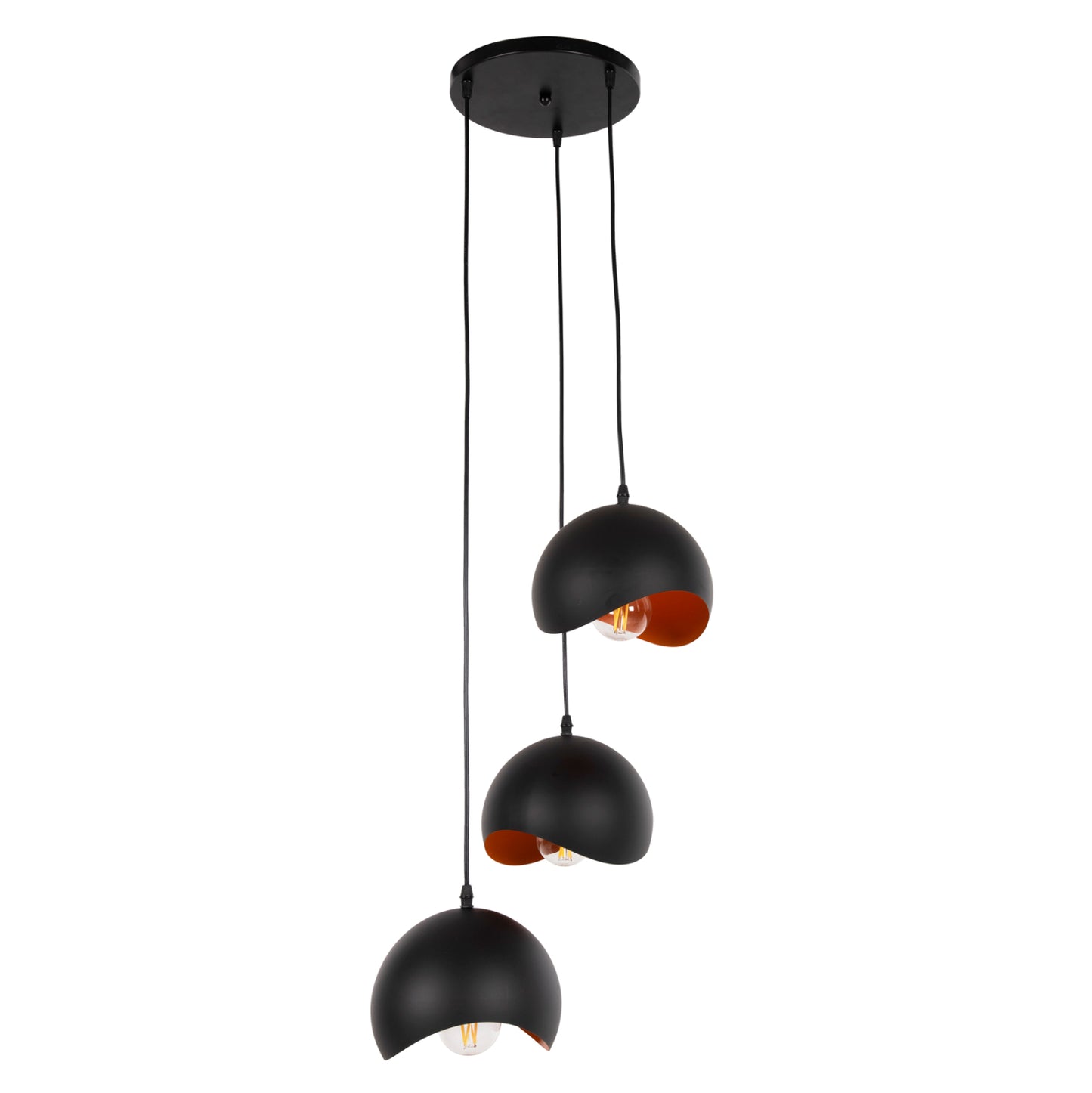 CEILING LIGHT 3-LIGHT METAL SPHERES BLACK ORANGE D20x112