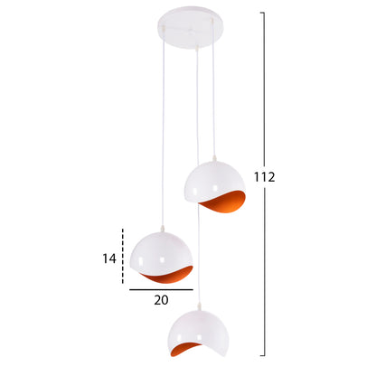 CEILING LIGHT 3-LIGHT METAL SPHERES WHITE ORANGE Ø20x112