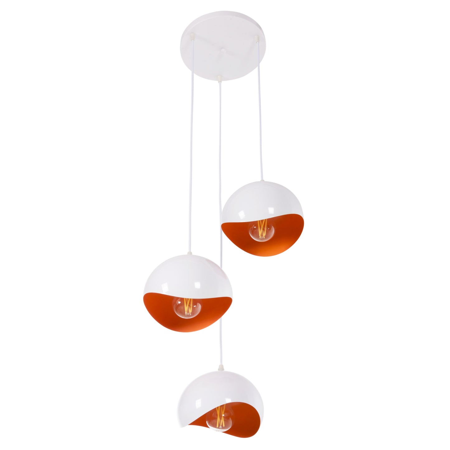 CEILING LIGHT 3-LIGHT METAL SPHERES WHITE ORANGE Ø20x112